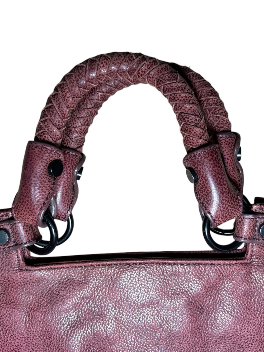 Elliott Lucca Iara Foldover Tote Bag Burgundy Leather Convertible Hobo - Picture 3 of 8